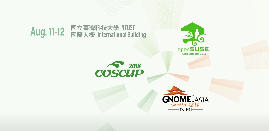 Event cover image for COSCUP 2018 X openSUSE.Asia X GNOME.Asia