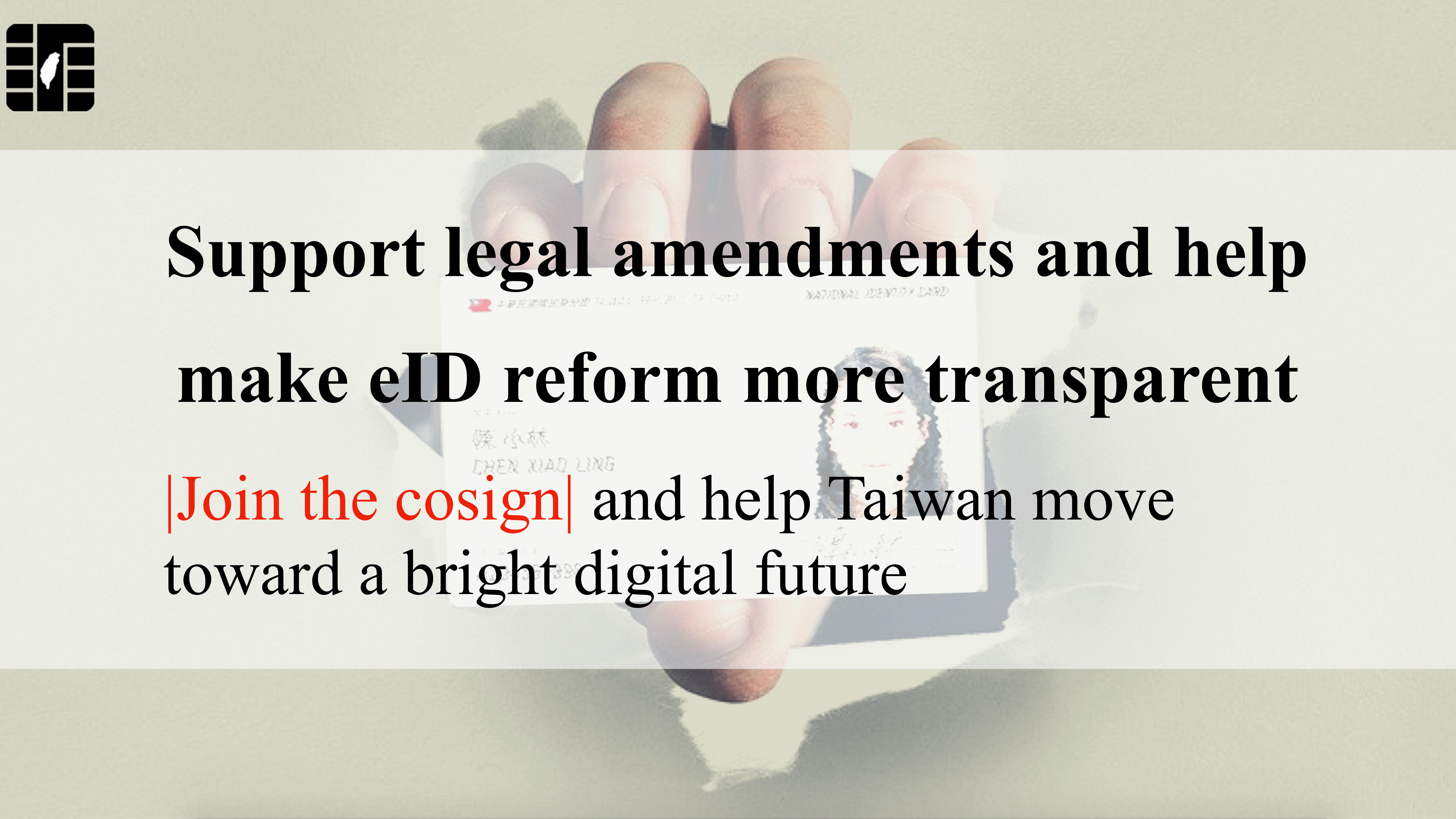 Visual identity image for 'Cosignatory - amend the law and make eID reform more transparent'