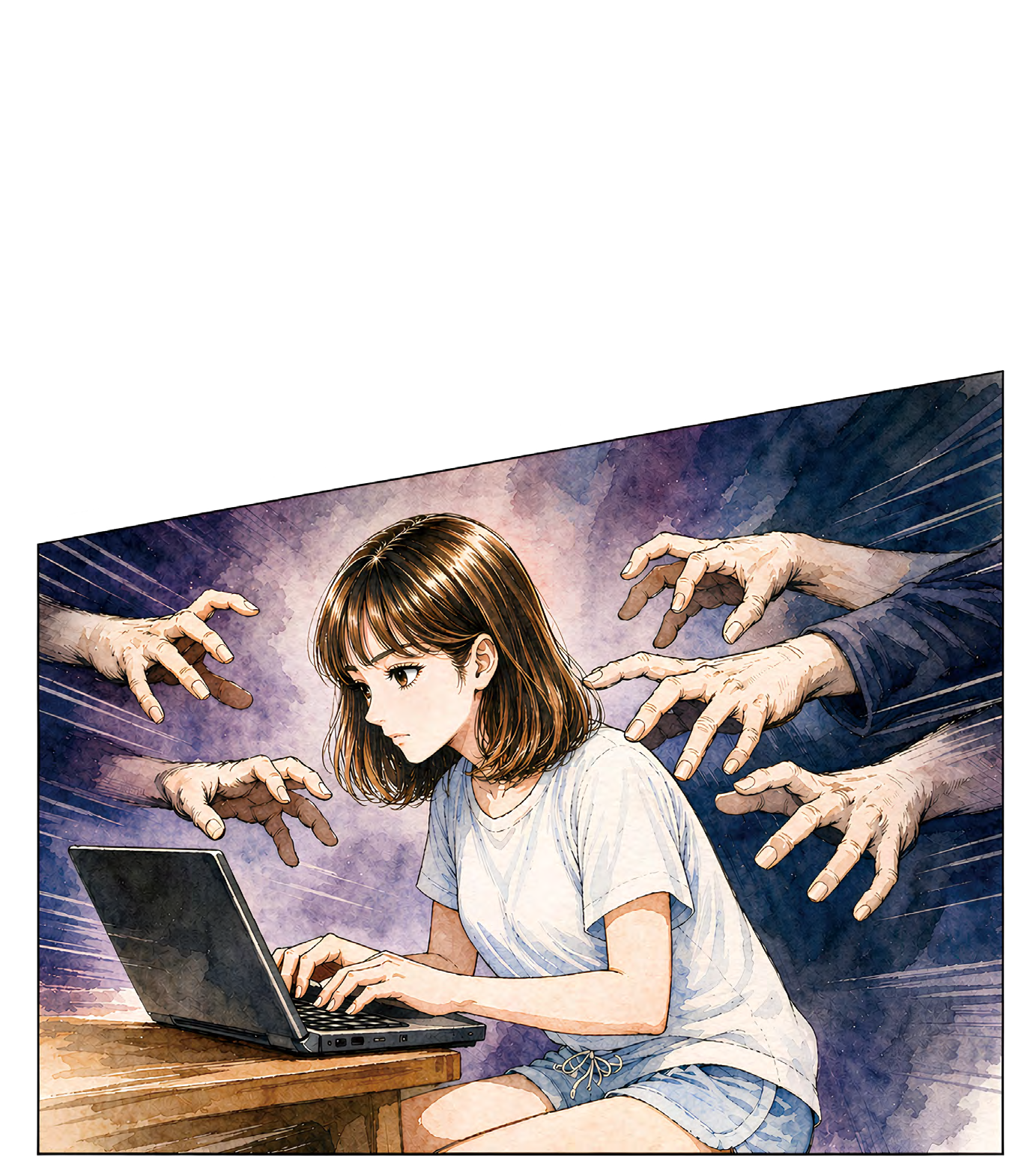 A girl facing digital rights and privacy risks