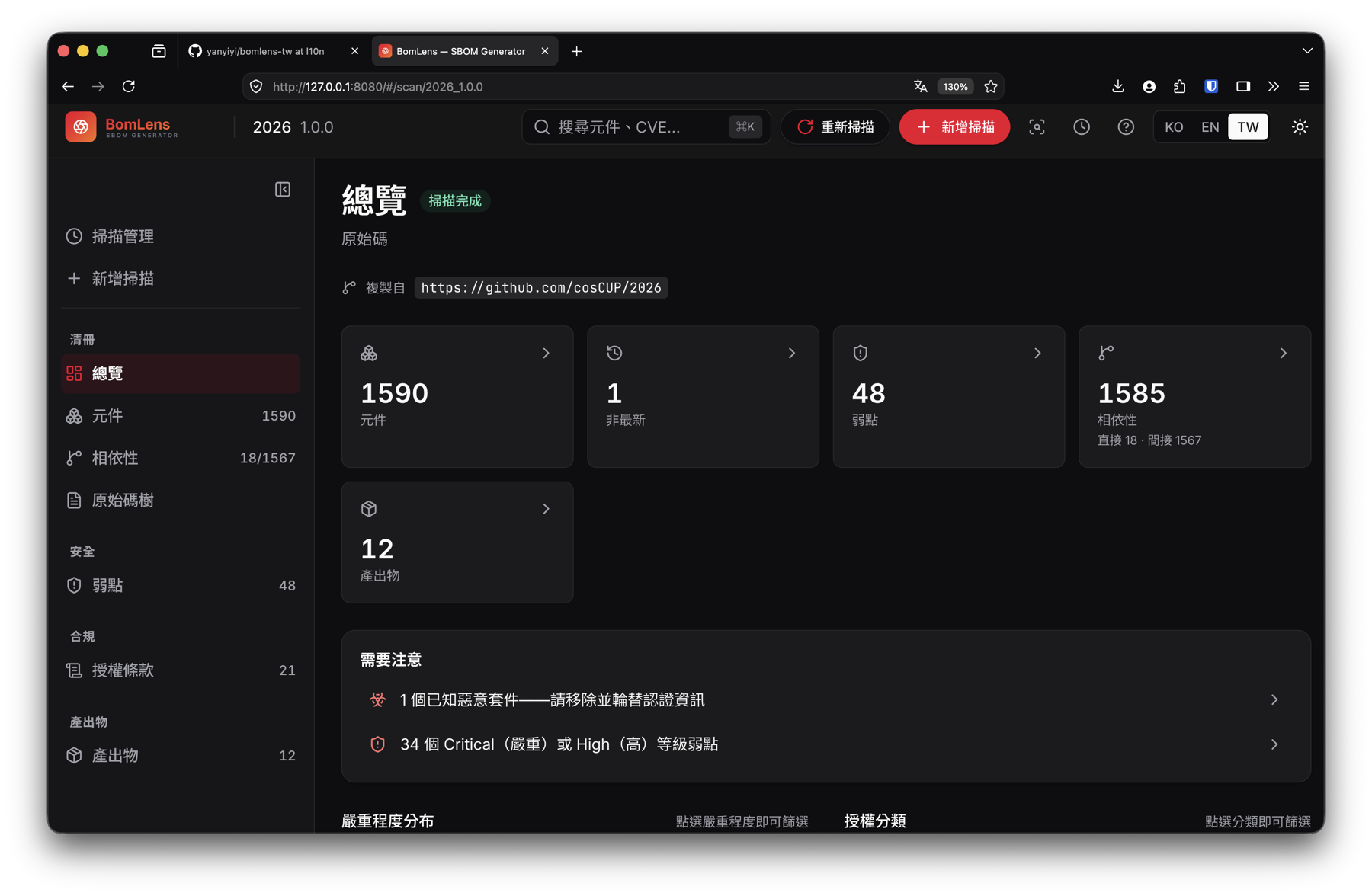 BomLens 的專案總覽畫面